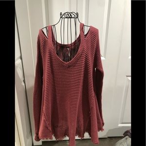 Burgundy cold shoulder top